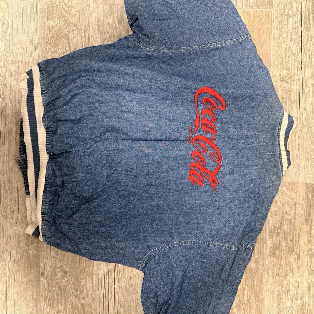 Vintage Super Rare Cococola Denim Bomber Jacket 100%‎ Cotton